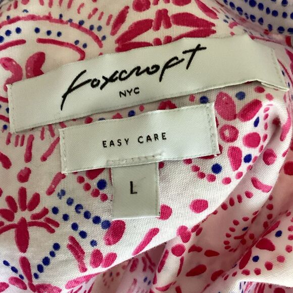 Foxcroft Easy Care Poplin 3/4 Length Flip Cuff Sleeve Blouse Women’s Large Stret - Picture 7 of 9